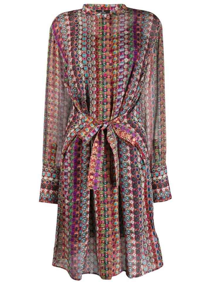 Ps Paul Smith Geometric Print Shirt Dress - Red