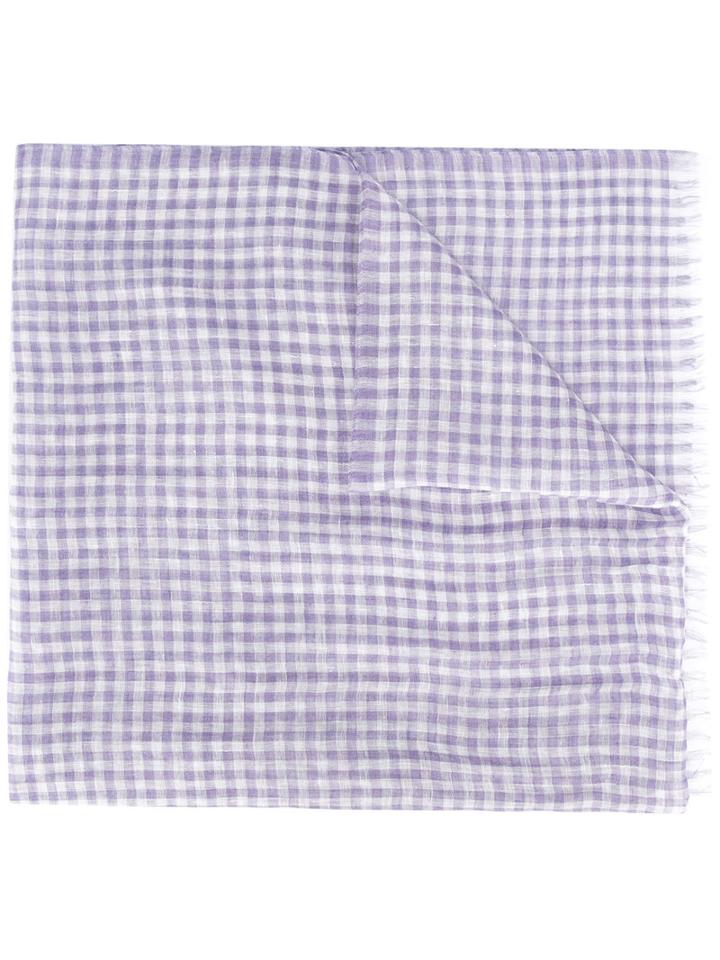 Brioni Fringed Brioni Scarf, Pink/purple, Silk/linen/flax