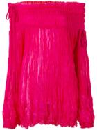 No21 Gathered Off-shoulder Blouse - Pink & Purple