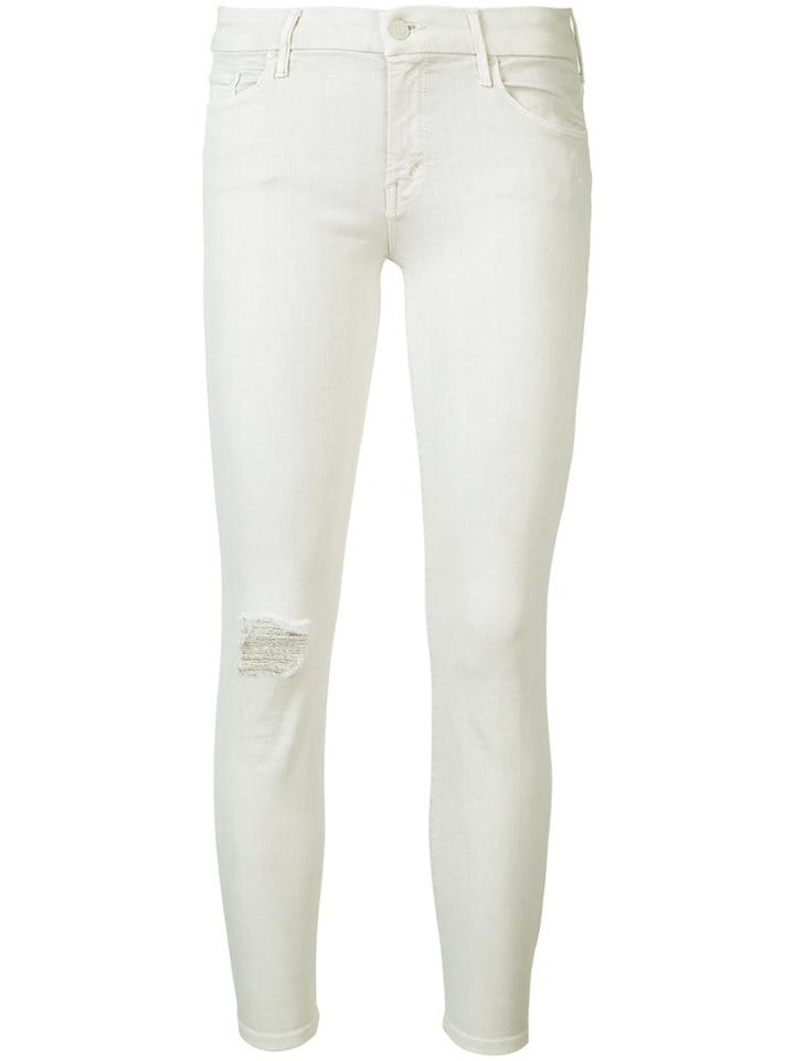 Mother - Distressed Skinny Jeans - Women - Cotton/polyester/spandex/elastane - 28, Nude/neutrals, Cotton/polyester/spandex/elastane