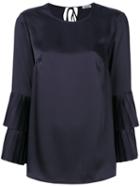 P.a.r.o.s.h. - Pleated Layered Blouse - Women - Polyester - L, Blue, Polyester