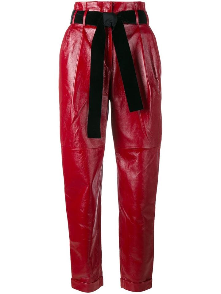 Philosophy Di Lorenzo Serafini Tapered Trousers, Women's, Size: 42, Red, Leather/polyamide