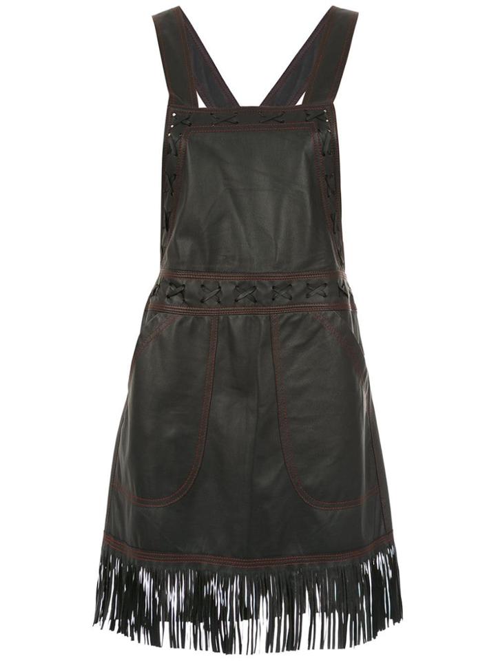 Andrea Bogosian Fringed Leather Salopette - Black