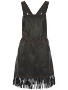 Andrea Bogosian Fringed Leather Salopette - Black