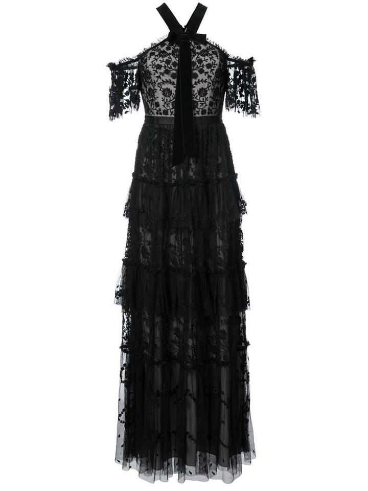Needle & Thread - Embroidered Maxi Dress - Women - Nylon/polyester - 6, Black, Nylon/polyester