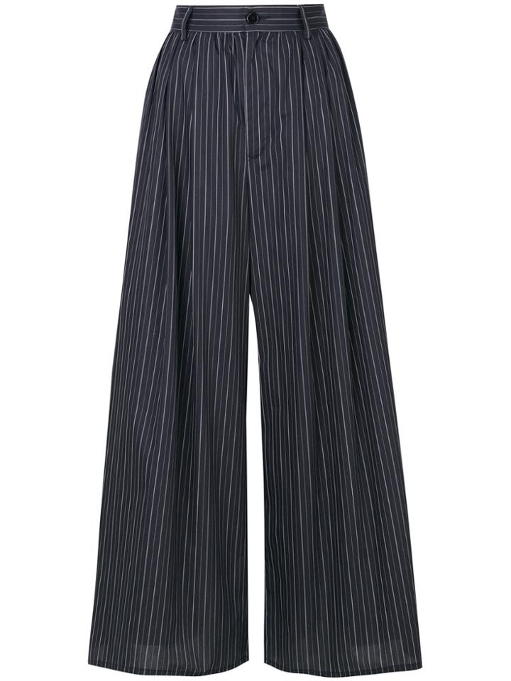 Mm6 Maison Margiela Pinstriped Cropped Trousers - Black