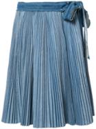 Sacai Pleated Skirt, Women's, Size: 1, Blue, Cotton