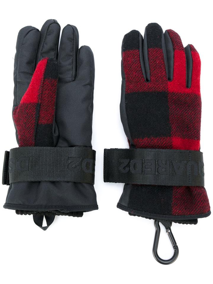 Dsquared2 - Ski Check Gloves - Women - Polyester/wool - M, Black, Polyester/wool