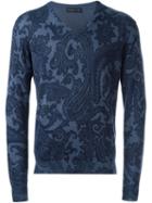 Etro Paisley Print Jumper, Men's, Size: Xxl, Blue, Cotton