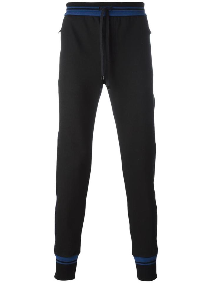 Dolce & Gabbana Drawstring Track Pants, Men's, Size: 46, Black, Cotton/polyamide/spandex/elastane