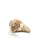 Foundrae 18k Yellow Gold Strength Classic Diamond Signet Ring -
