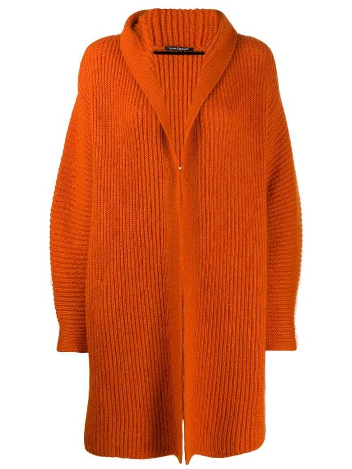 Luisa Cerano Chunky Knit Cardi-coat - Orange