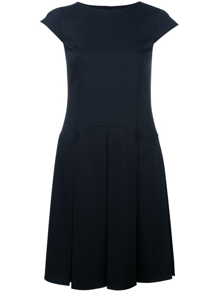 Jil Sander Navy Cap Sleeve Pleated Dress, Women's, Size: 40, Blue, Polyester/spandex/elastane/rayon/polyester
