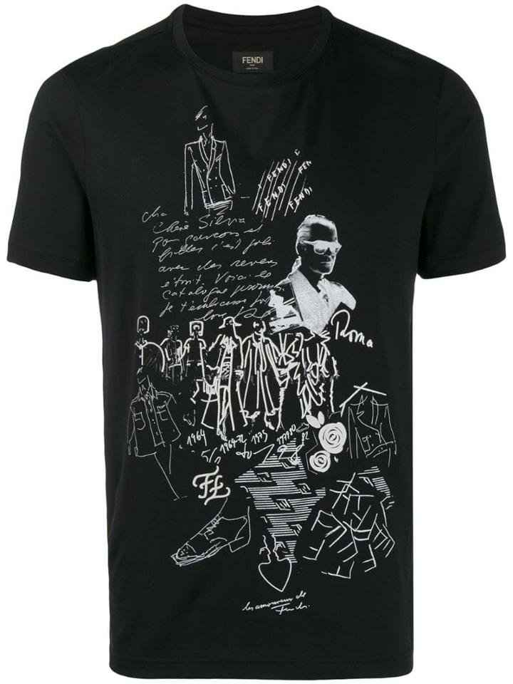Fendi Karl Kollage Printed T-shirt - Black