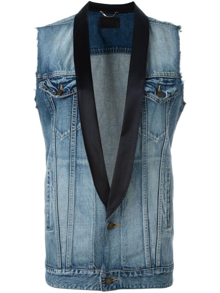 Saint Laurent Shawl Collar Denim Vest