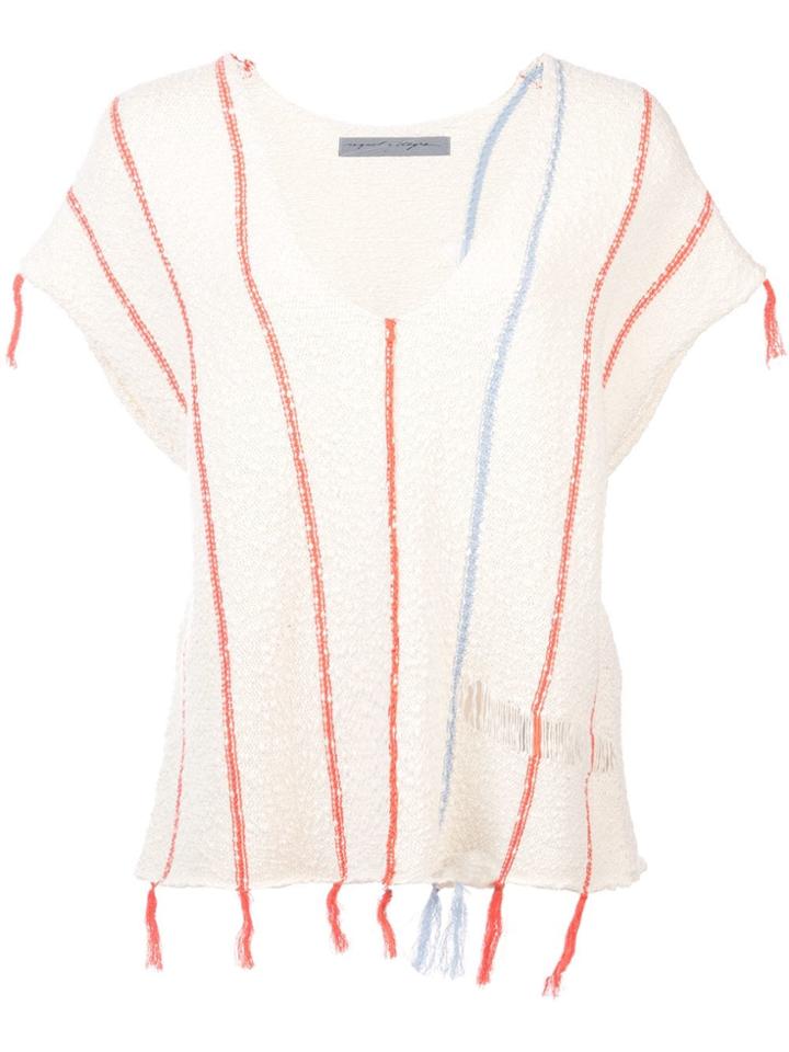 Raquel Allegra V-neck Striped Top - White