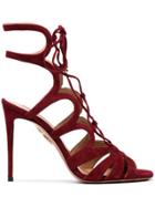 Aquazzura Dark Chilli Love Affair 105 Suede Sandals - Red