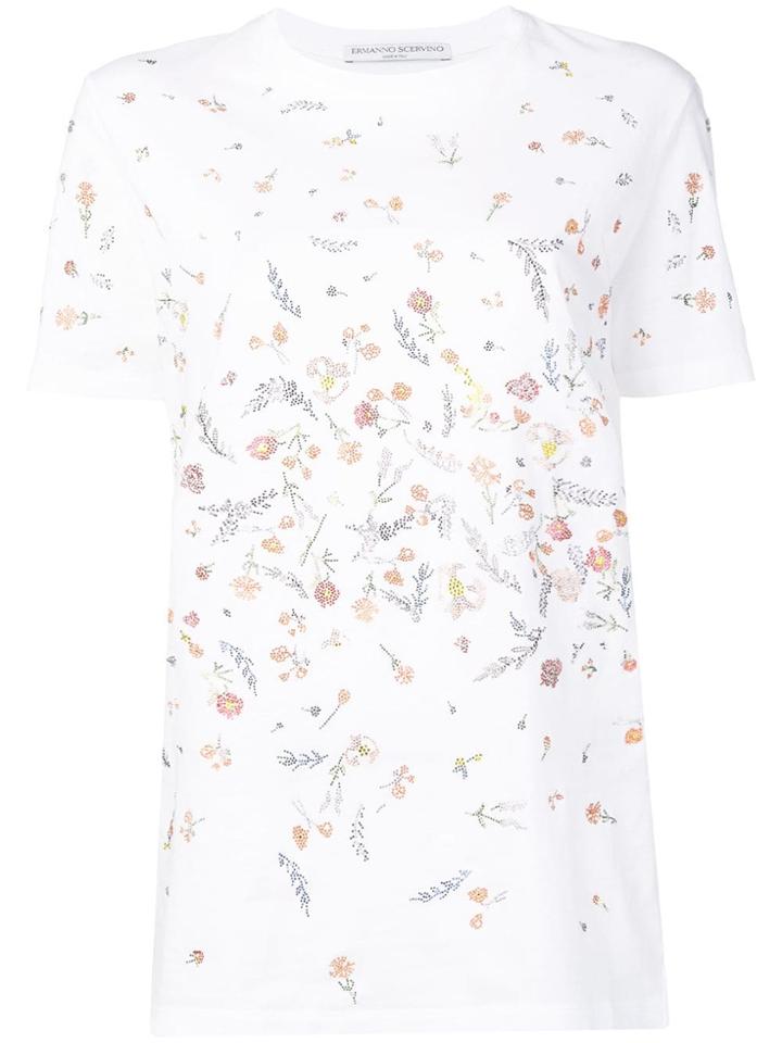 Ermanno Scervino Floral Studded T-shirt - White