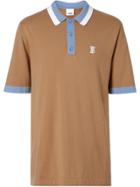 Burberry Monogram Motif Tipped Cotton Polo Shirt - Brown