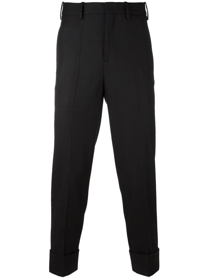 Neil Barrett Cropped Trousers, Men's, Size: 46, Black, Polyester/spandex/elastane/viscose/virgin Wool