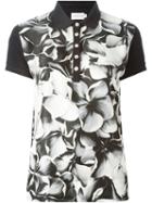 Moncler Floral Print Polo Shirt, Women's, Size: Medium, Black, Cotton/polyamide/silk