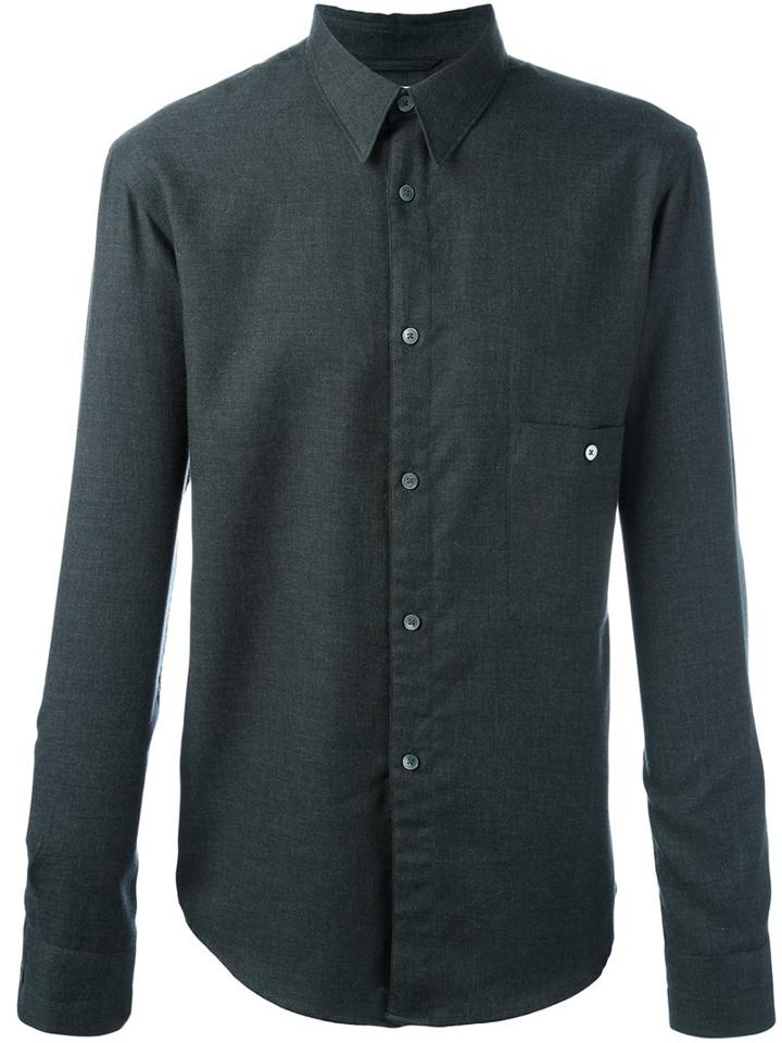 Lemaire Classic Button Down Shirt, Men's, Size: 50, Grey, Cotton/cashmere