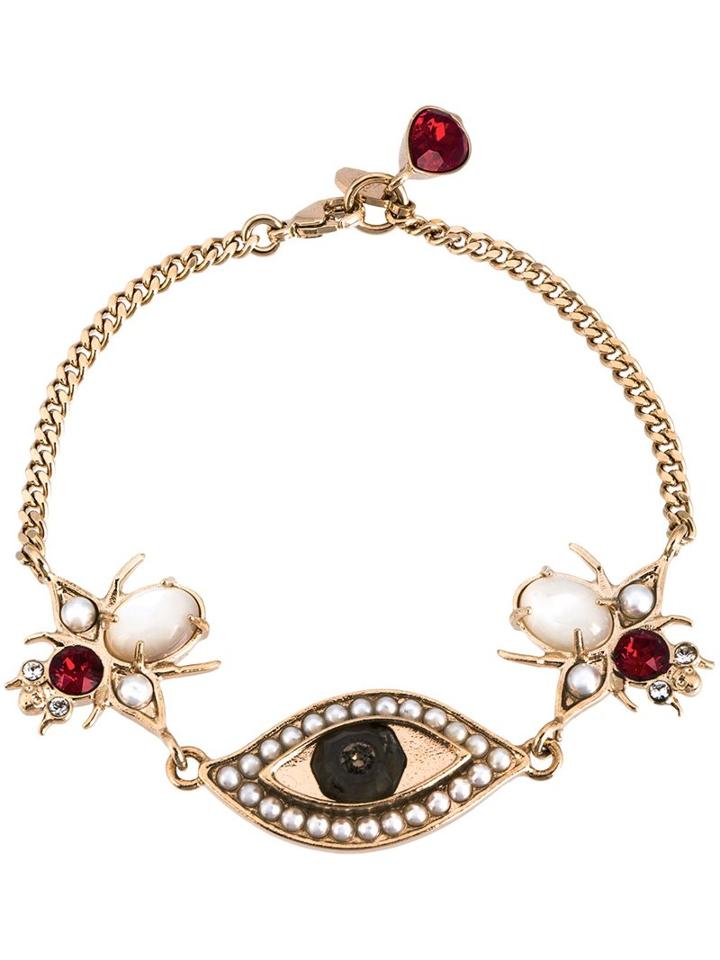 Alexander Mcqueen Eye And Beetle Charm Bracelet, Women's, Lobster