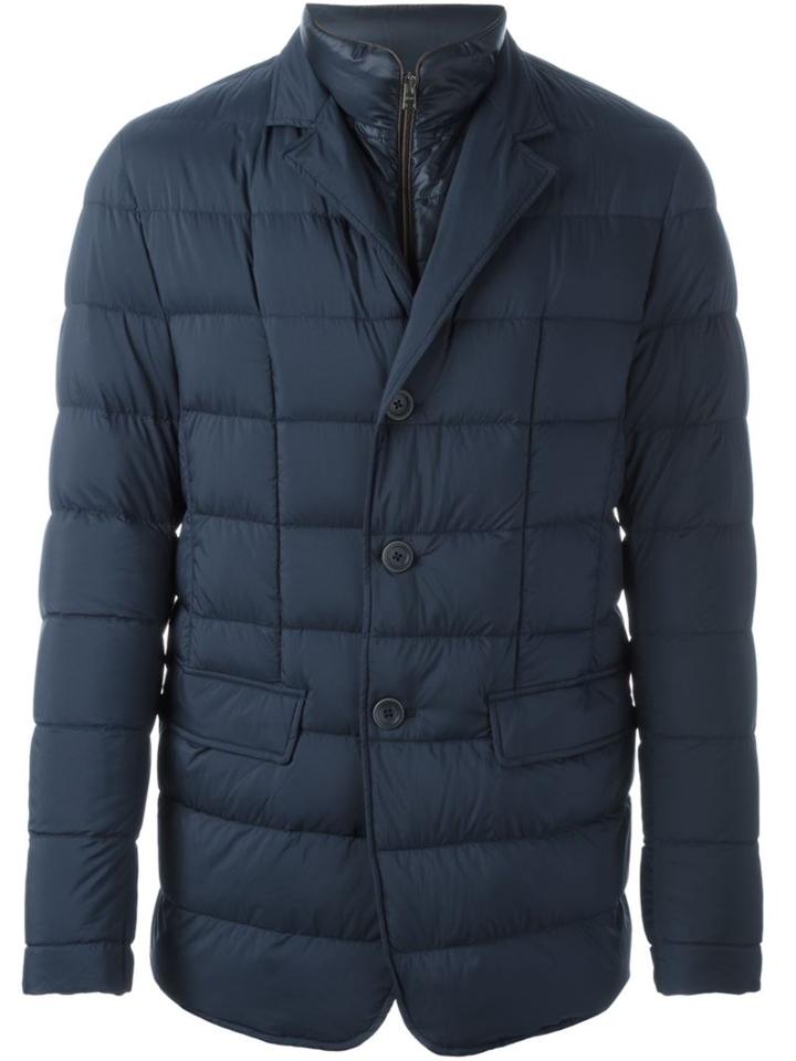 Herno Padded Coat, Men's, Size: 48, Blue, Polyamide/polyurethane/feather Down