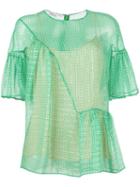 Stella Mccartney Circle Star Flounce Blouse, Women's, Size: 40, Green, Silk/polyester