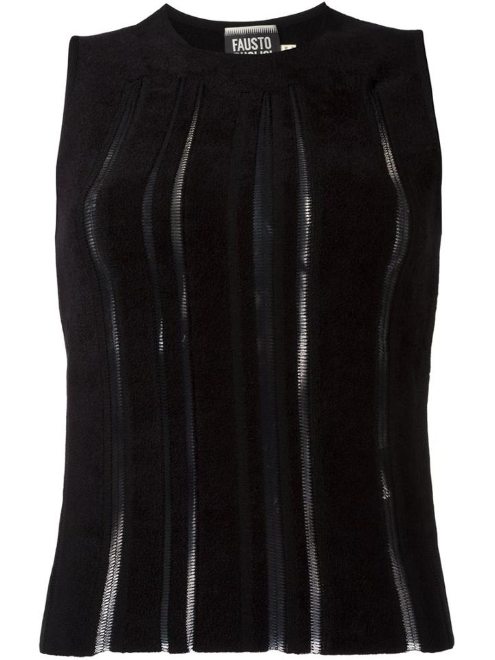 Fausto Puglisi Exposed Seam Tank Top, Women's, Size: 42, Black, Viscose/polyamide