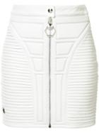 Philipp Plein Stitched Panel Mini Skirt, Women's, Size: Small, White, Acetate/polyester/lamb Skin