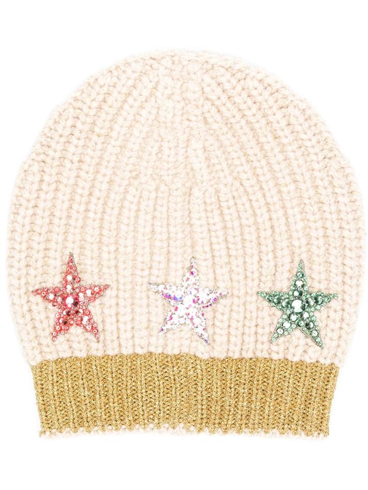 Gucci Star Embellished Beanie - Nude & Neutrals