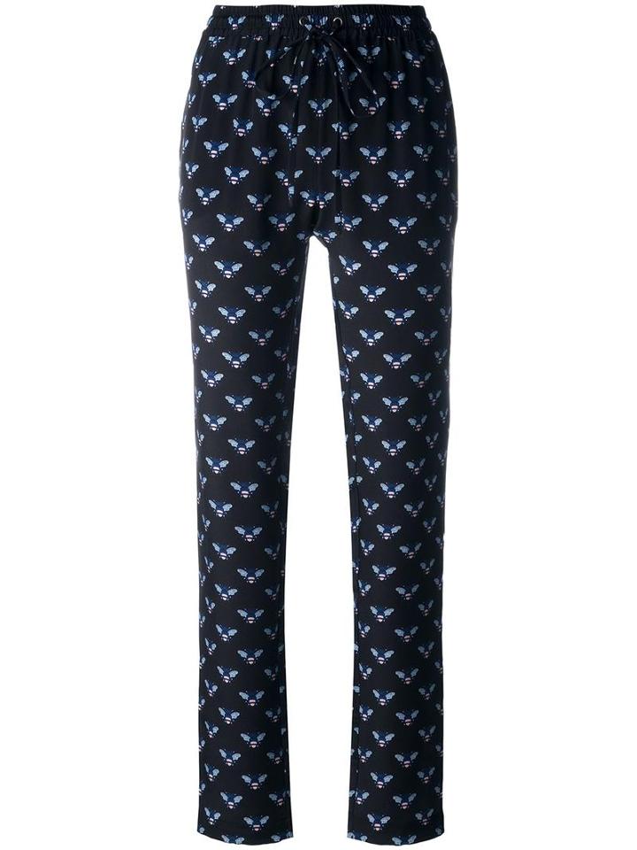Markus Lupfer Bumble Bee Print Track Pants, Size: Medium, Black, Silk