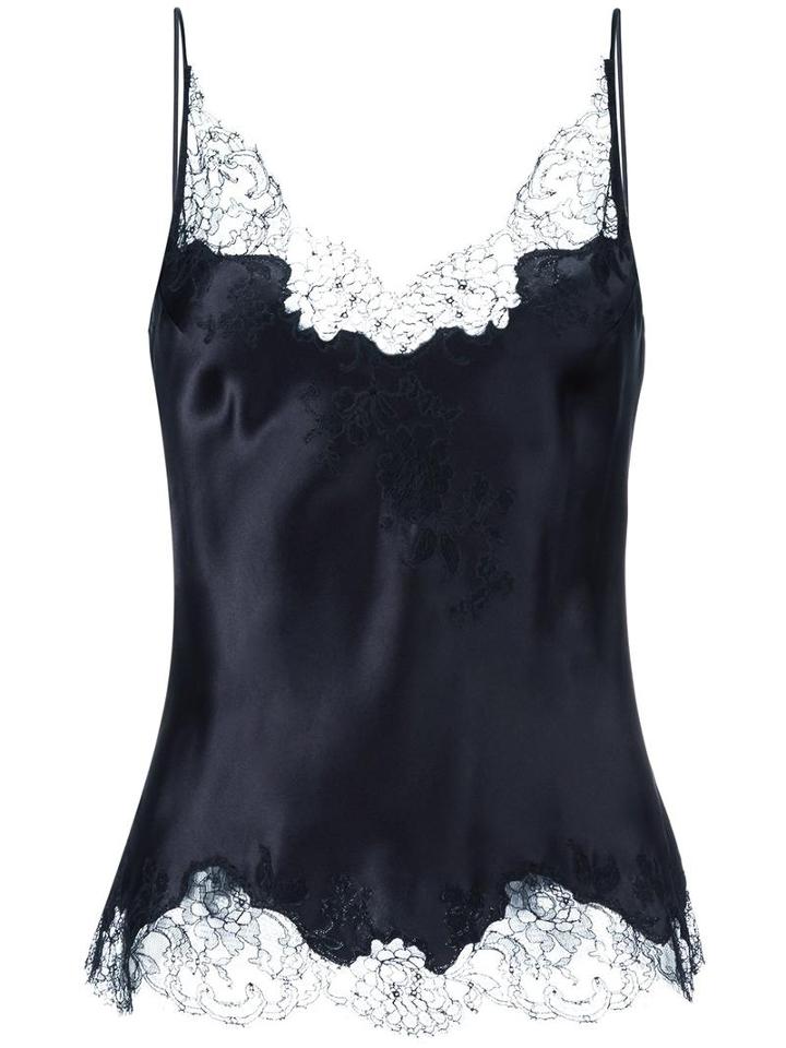 Carine Gilson Lace V-neck Camisole, Women's, Size: Medium, Black, Silk