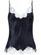 Carine Gilson Lace V-neck Camisole, Women's, Size: Medium, Black, Silk