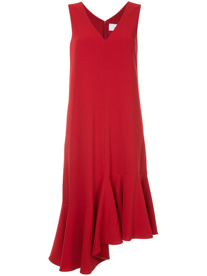Le Ciel Bleu Eyelet Hem Frill Dress - Red