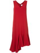 Le Ciel Bleu Eyelet Hem Frill Dress - Red