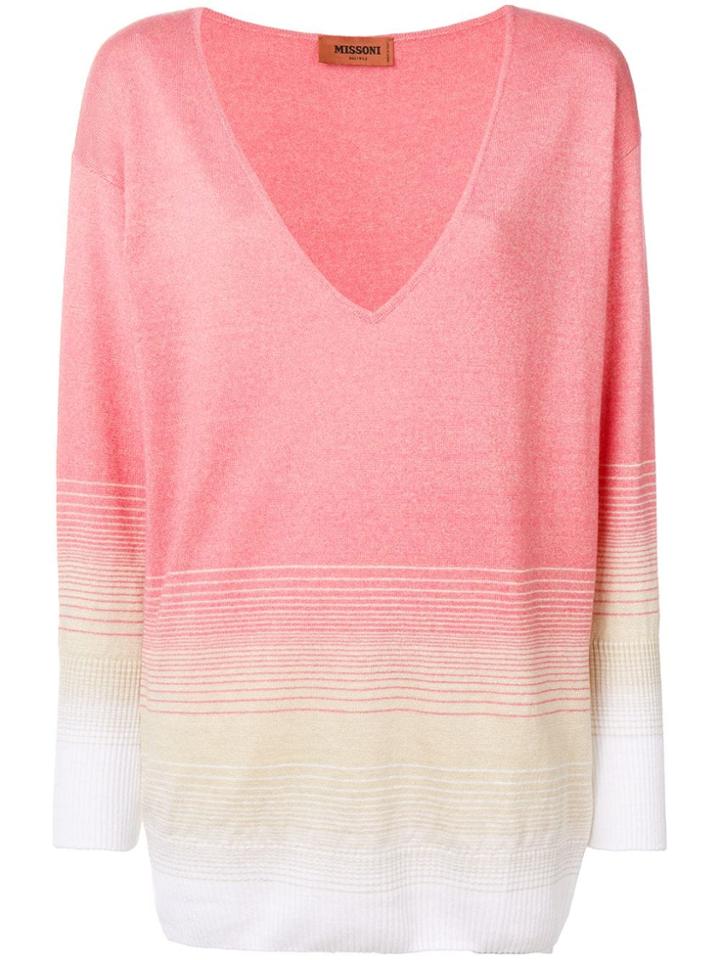 Missoni Ombré V-neck Sweater - Pink