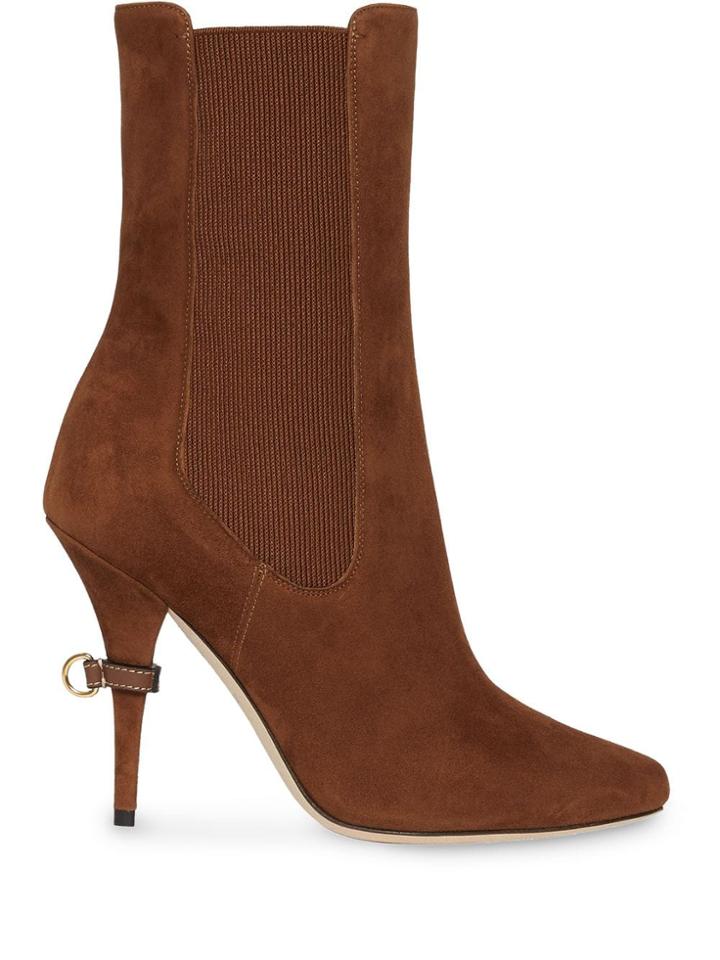 Burberry D-ring Detail Suede Ankle Boots - Brown
