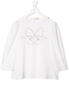 Elisabetta Franchi La Mia Bambina Embroidered Bow Blouse - White
