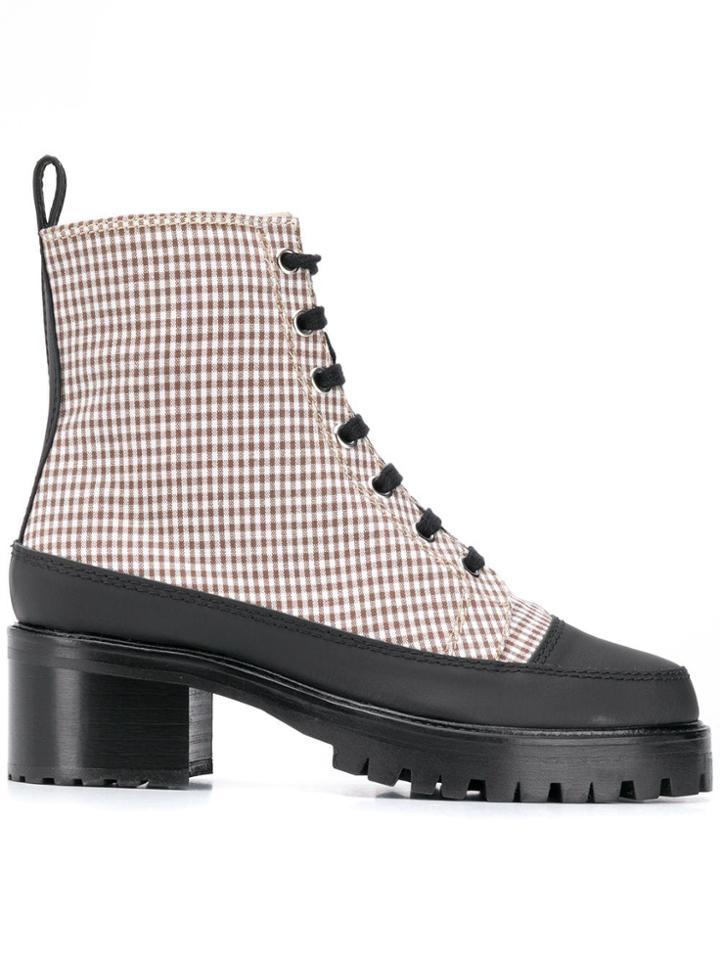 Nicole Saldaña Checked Ankle Boots - Brown