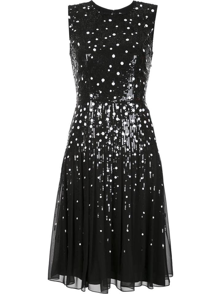 Carolina Herrera Sequin Dots Detailing Dress, Women's, Size: 10, Black, Silk