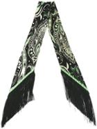Rockins Pricklypaisley Skinny Silk Scarf, Women's, Green, Silk