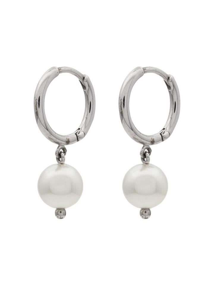 Simone Rocha Brass Hoop Faux Pearl Earrings - Metallic