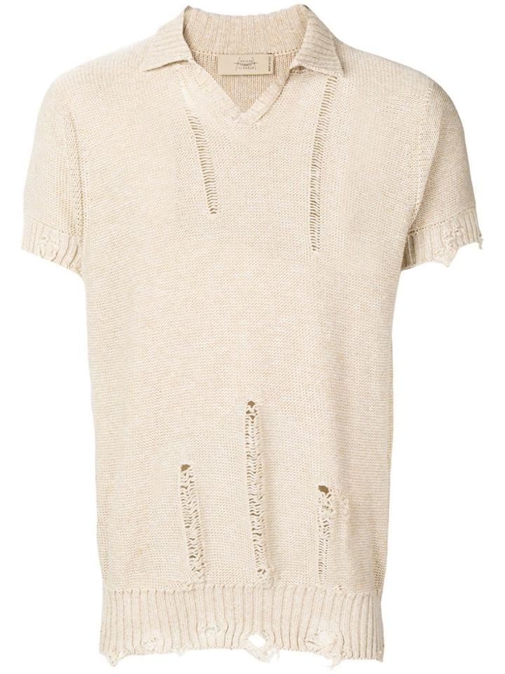 Maison Flaneur Distressed Polo Jumper - Neutrals