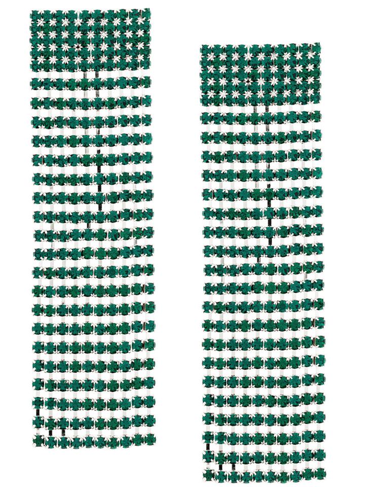 Alessandra Rich Hanging Drop Earrings - Green