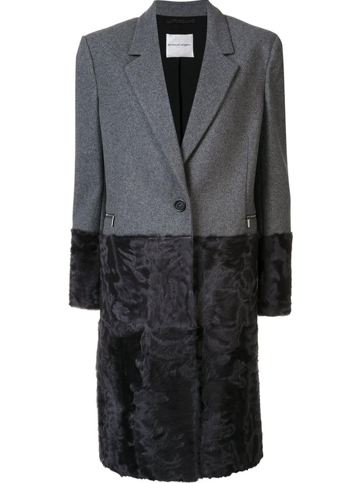 Emanuel Ungaro Buttoned Mid-length Coat, Women's, Size: 42, Grey, Polyamide/polyester/spandex/elastane/wool
