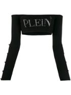Philipp Plein Cropped Knit Top - Black