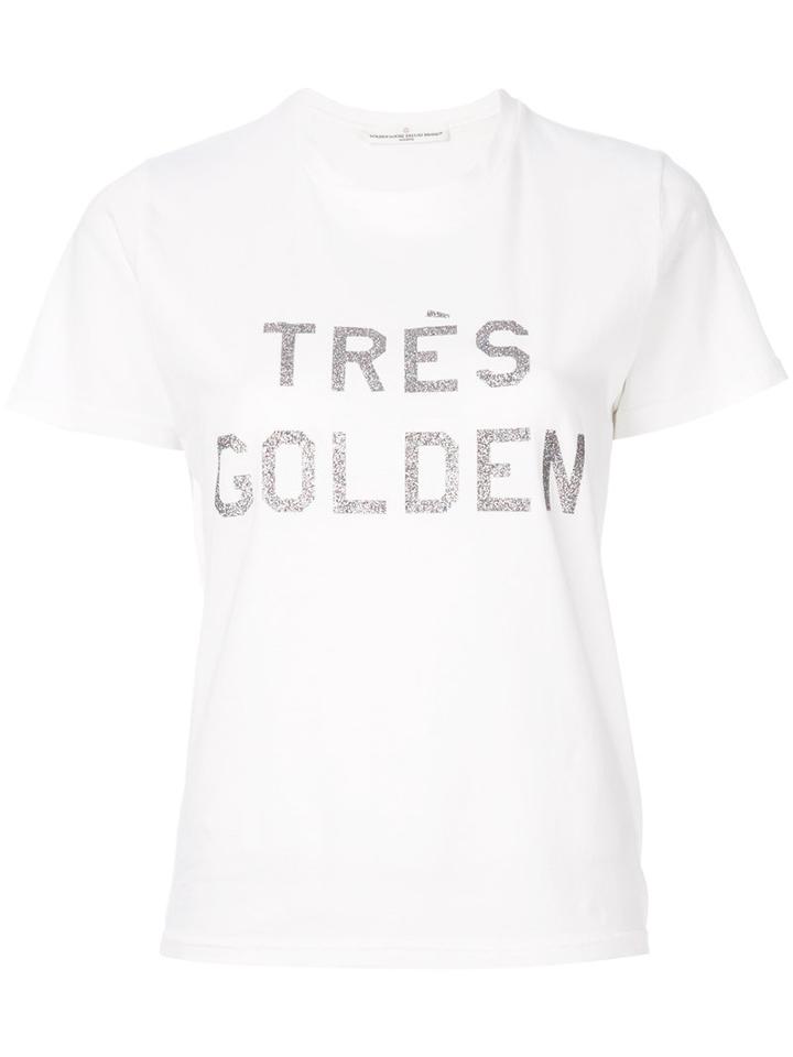 Golden Goose Deluxe Brand - Glitter Word Printed T-shirt - Women - Cotton - Xs, White, Cotton