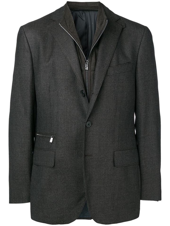 Corneliani Zip-detail Fitted Blazer - Brown